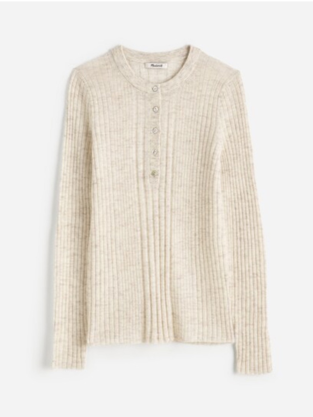Madewell Oatmeal Ribbed Button-Henley Sweater